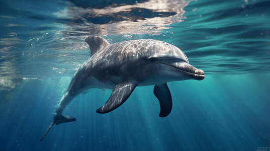 立冬游泳摄影照片_灰海豚在水下游泳1