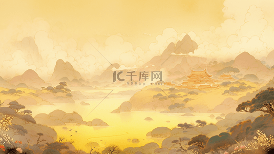 中国风唯美秋季山水风景背景1