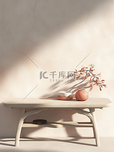 新中式暖色桌子电商背景13