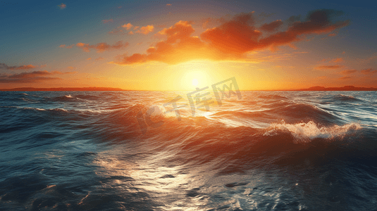 水底慢慢升起的气泡摄影照片_日落时太阳在海面上升起