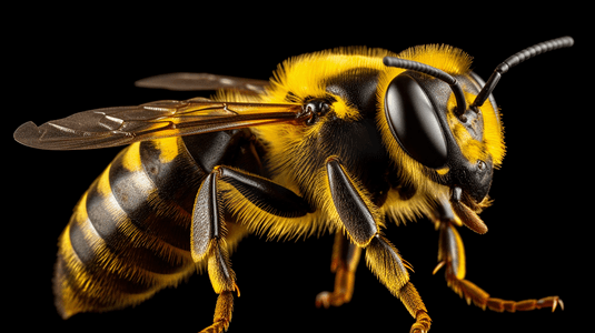 黄蜂摄影照片_黄蜂和黑蜂的微距摄影