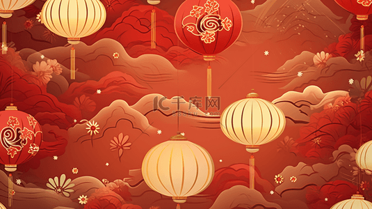 中国设计背景图片_红底金色轮廓线。
