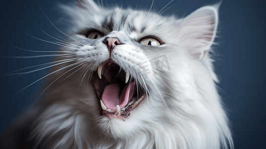 灰白猫露舌头