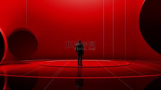 红色简约办公背景图片_红色商务办公人士背景19