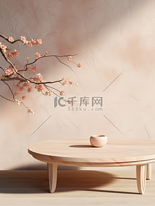 新中式暖色桌子电商背景5