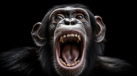 张嘴的海鸟摄影照片_张嘴黑猩猩