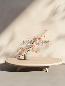 莫兰迪暖色背景背景图片_新中式暖色桌子电商背景19
