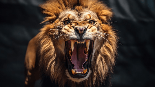 一只张嘴的狮子的特写