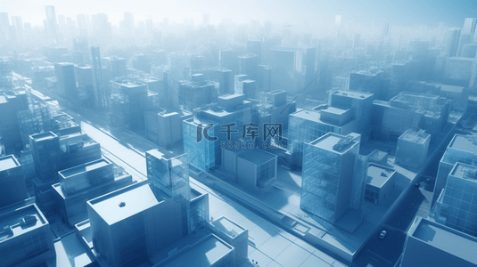 城市几何建筑背景图片_蓝色立体城市几何建筑背景5