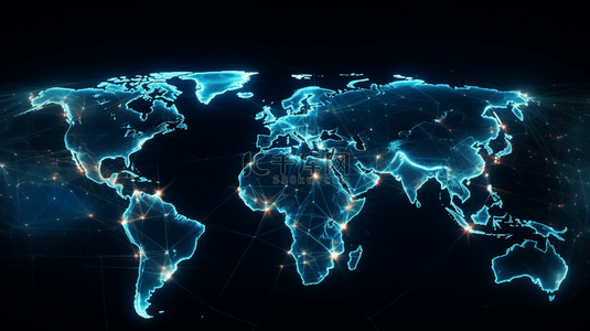 蓝色唯美世界地图粒子光效背景1
