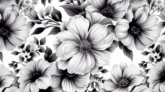 白黑相间花卉纺织品