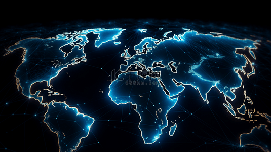 蓝色唯美世界地图粒子光效背景18