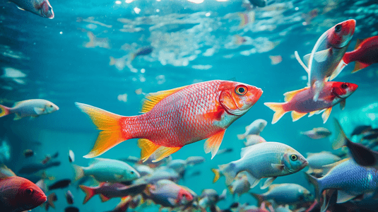 鱼群汇聚摄影图片-鱼群汇聚摄影作品-千库网