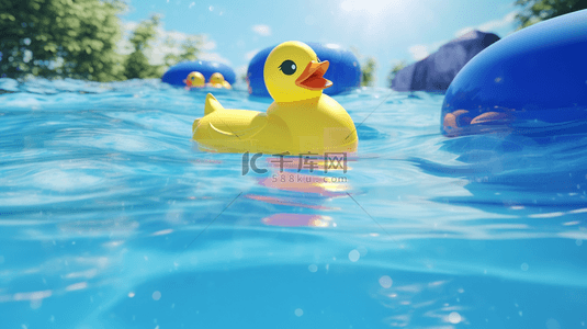 唯美夏季水上小黄鸭背景3