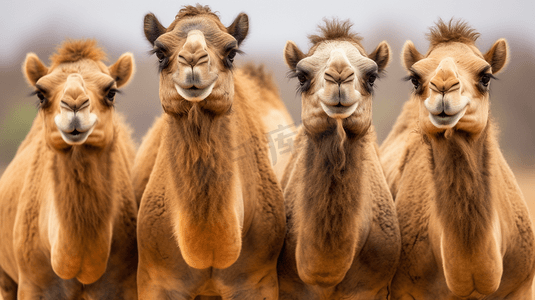 五只棕色骆驼