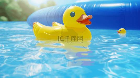 卡通小黄鸭背景图片_唯美夏季水上小黄鸭背景1