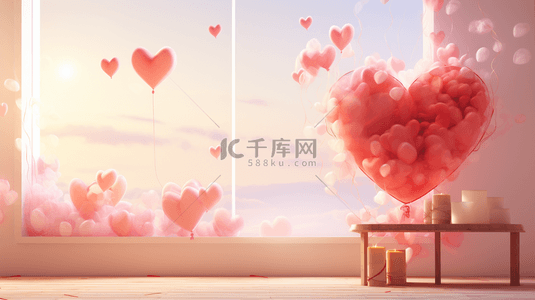 粉色系爱心浪漫情人节背景19
