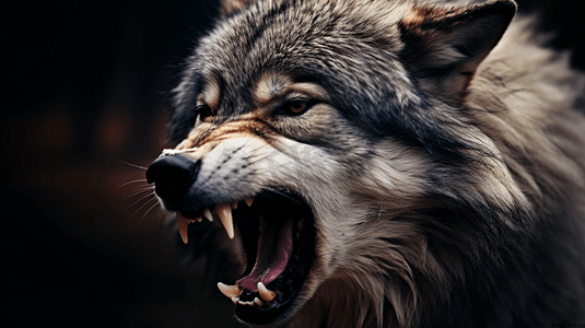 张嘴咆哮的狼1