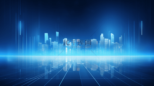 蓝色唯美商务科技感城市建筑背景7