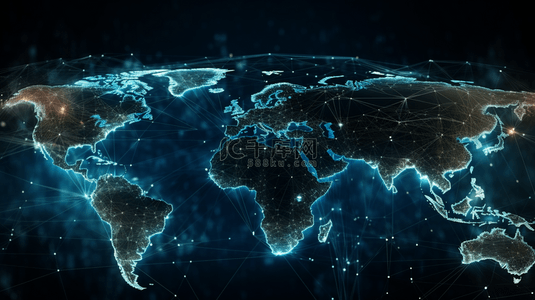 世界地图背景蓝色背景图片_蓝色唯美世界地图粒子光效背景26