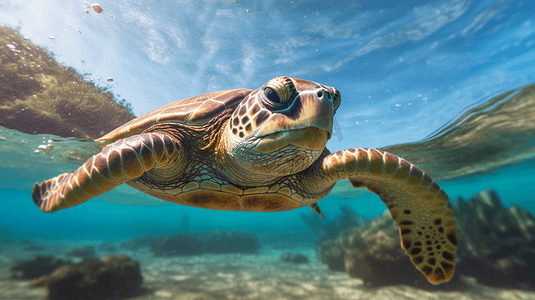 褐龟在水下游泳2