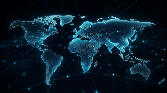 蓝色唯美世界地图粒子光效背景11
