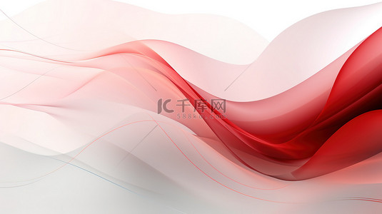 简约波浪线条背景图片_白色背景与抽象的红色线条17