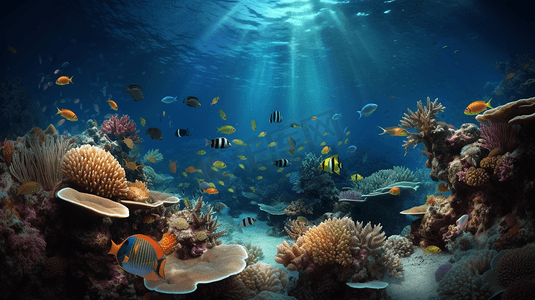 海底边框摄影照片_海底世界深海鱼类珊瑚