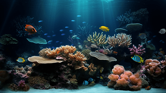 我的世界游戏摄影照片_海底世界深海鱼类珊瑚