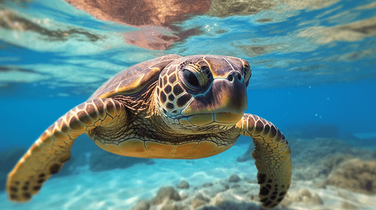 褐龟在水下游泳1