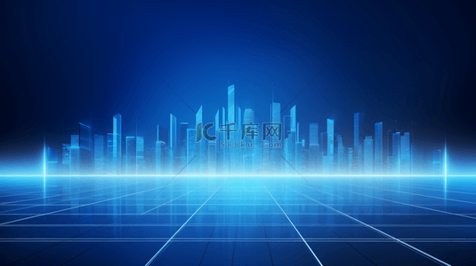 蓝色唯美商务科技感城市建筑背景1