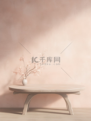 新中式暖色桌子电商背景17