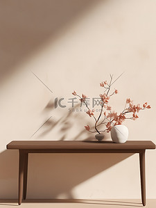 莫兰迪暖色背景背景图片_新中式暖色桌子电商背景3