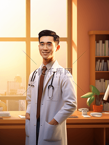 医疗器械背景背景图片_中国医师节卡通男医生人物背景1