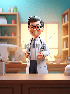 医院背景卡通背景图片_3D立体中国医师节人物背景25