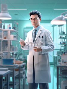 3D立体中国医师节人物背景1