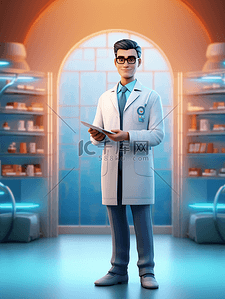 3D立体中国医师节人物背景20