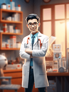 3D立体中国医师节人物背景4