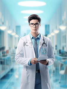 医院背景卡通背景图片_3D立体中国医师节人物背景2