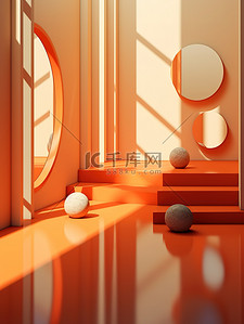 浅橙色建筑空间背景3