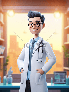 医院背景卡通背景图片_3D立体中国医师节人物背景21