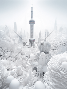 东方明珠背景图片_3D立体东方明珠模型背景4