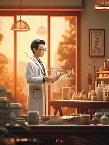 3D立体中国医师节人物背景13