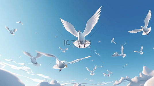 白色的海鸥背景图片_海上飞翔的海鸥背景2