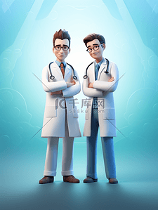 3D立体中国医师节卡通医生背景9