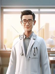 医院背景卡通背景图片_3D立体中国医师节人物背景5