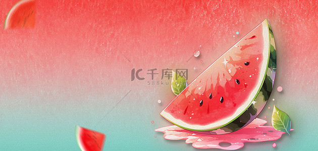 红色夏天西瓜背景图片