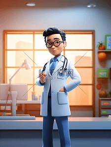 3D立体中国医师节人物背景3