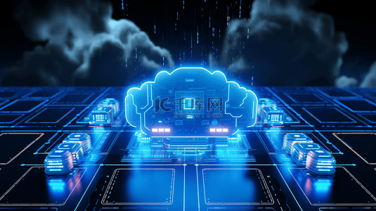科技云存储背景图片_蓝色光感科技云背景3