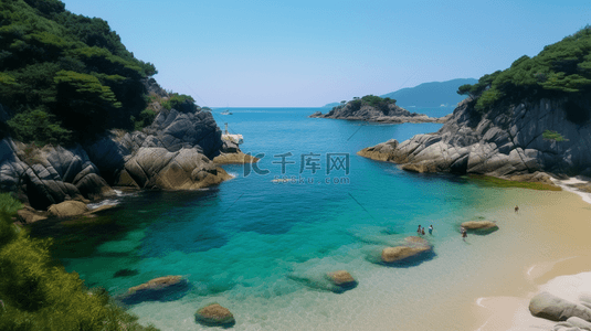 夏日海边风景背景背景图片_夏日唯美海边沙滩风景背景1